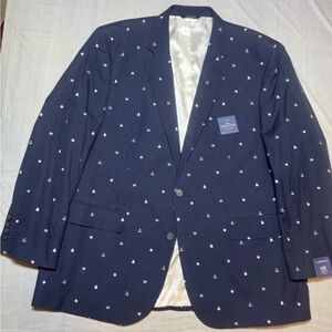 Croft & Barrow Nautical Print Navy Classic-Fit Sport Coat Size 48R NWT